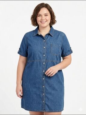 Vintage White Stag Denim Button-Down Shirt Dress - Pearl Snaps